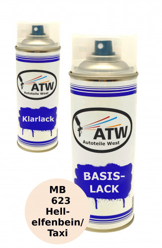 Autolack für Mercedes Benz 623 Hellelfenbein/Taxi Sprühdose +400ml Klarlack Set
